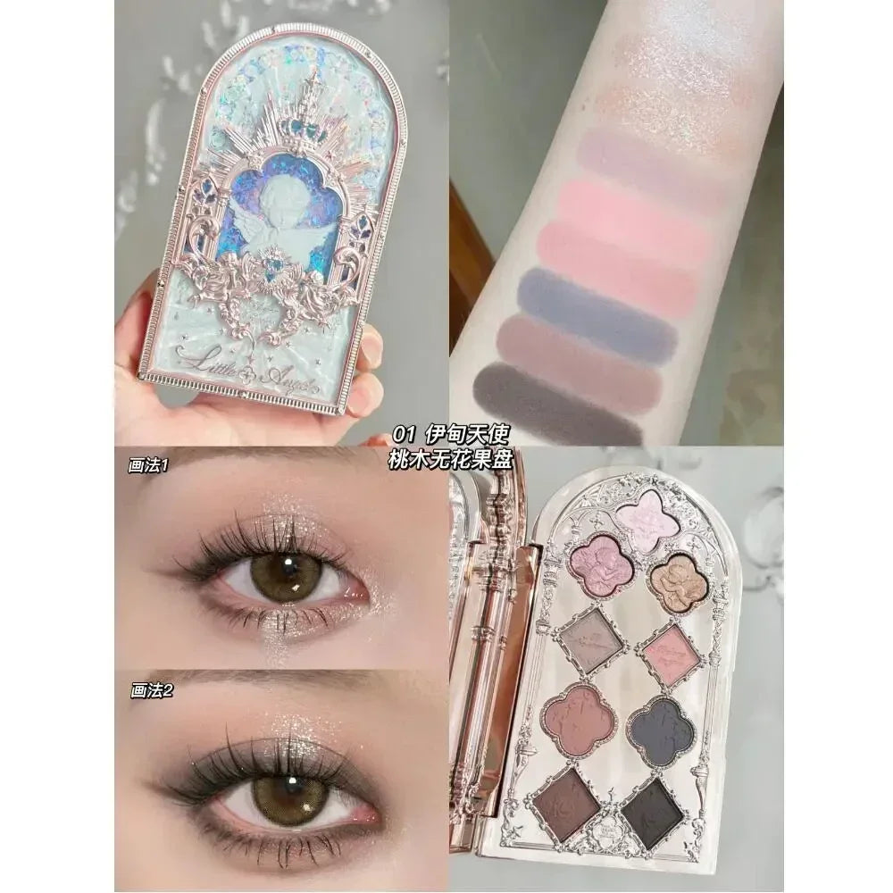 Flower Knows Moonlight Mermaid Eyeshadow Palette 8-Color Matte Shimmer Glitter Eye Makeup Cosmetics Women Beauty Eye Shadow