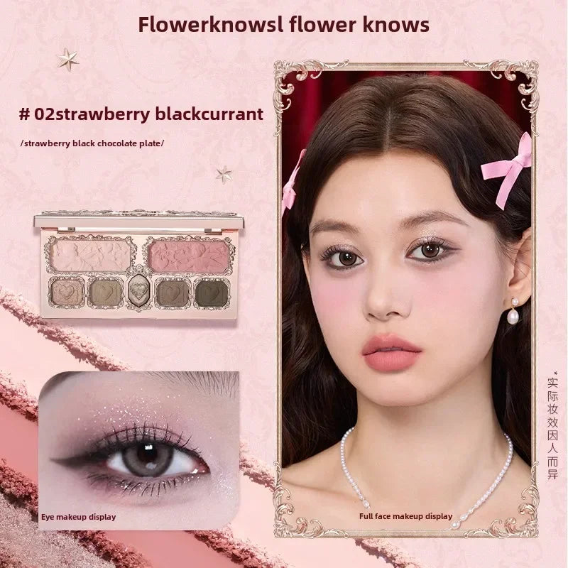 Flower Knows Moonlight Mermaid Eyeshadow Palette 8-Color Matte Shimmer Glitter Eye Makeup Cosmetics Women Beauty Eye Shadow