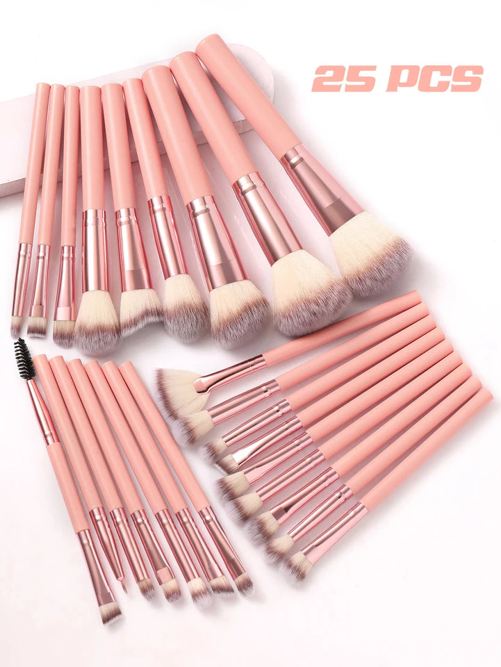 50PCS Makeup Tools:1PC cosmetic bag+25PCS Makeup brush set+9PCS Makeup Sponges+9PCS Powder Puffs+6PCS Makeup Tools